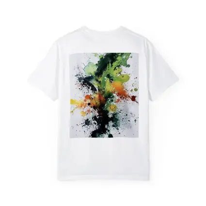Green Orange Black Abstract Ink Splash Art