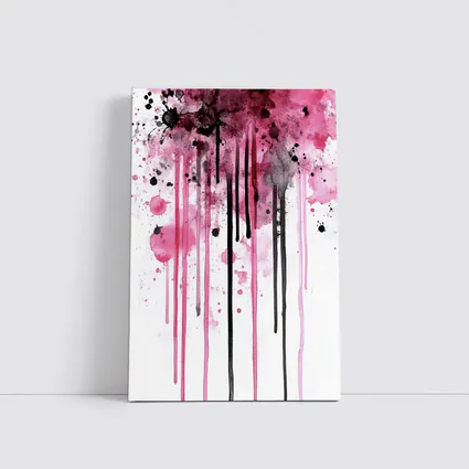 Pink Black Watercolor Drip Splash Art