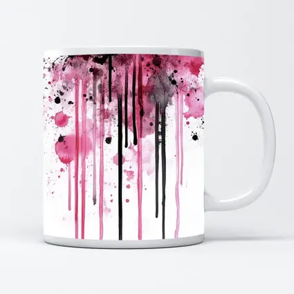 Pink Black Watercolor Drip Splash Art