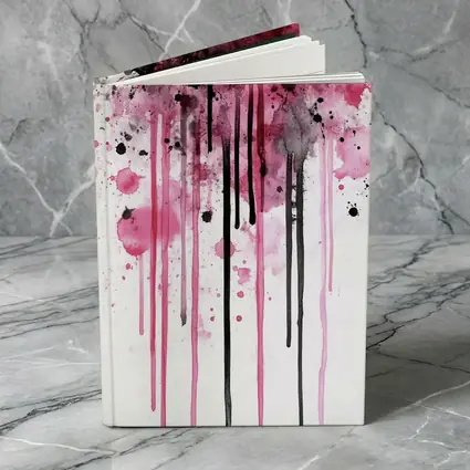 Pink Black Watercolor Drip Splash Art