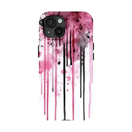 Pink Black Watercolor Drip Splash Art