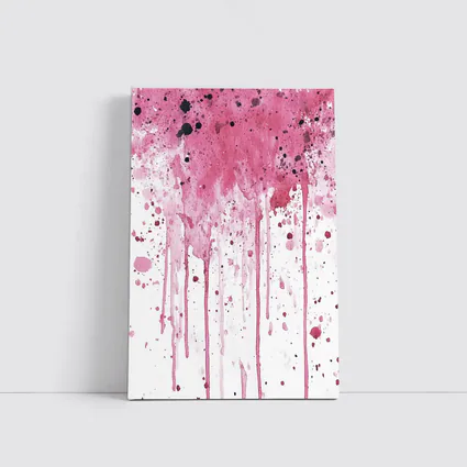 Pink Watercolor Splatter Drips White Background