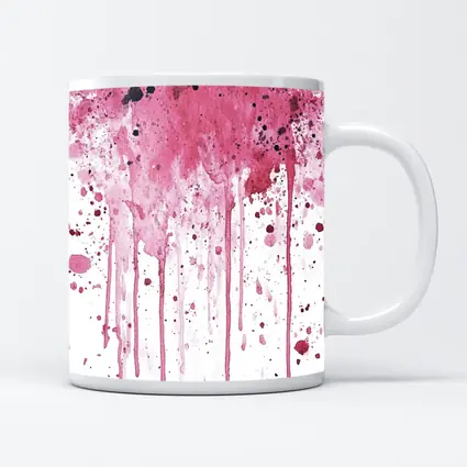 Pink Watercolor Splatter Drips White Background