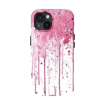 Pink Watercolor Splatter Drips White Background