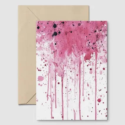 Pink Watercolor Splatter Drips White Background