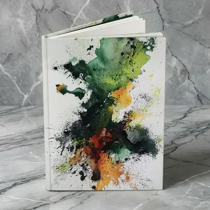 Green Orange Abstract Ink Splash Art