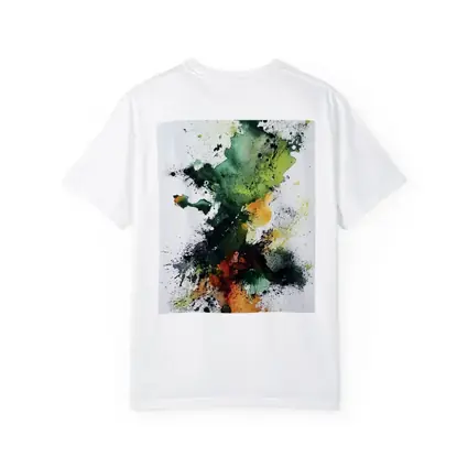 Green Orange Abstract Ink Splash Art