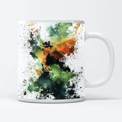Green Orange Abstract Ink Splash Art