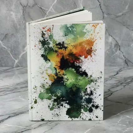 Green Orange Abstract Ink Splash Art