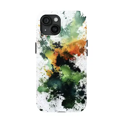 Green Orange Abstract Ink Splash Art