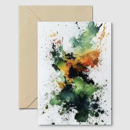 Green Orange Abstract Ink Splash Art