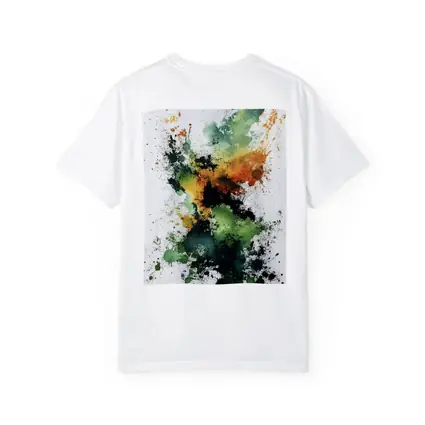 Green Orange Abstract Ink Splash Art