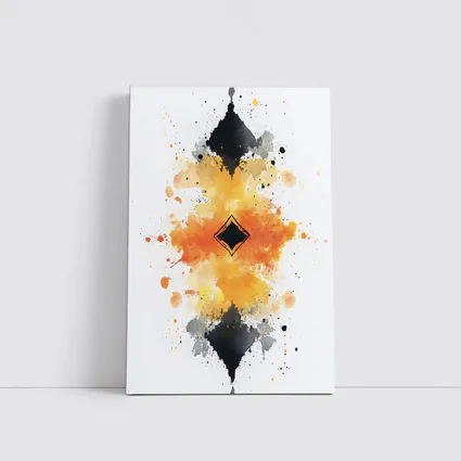 Abstract Watercolor Ink Splash Orange Black