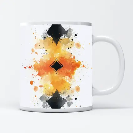 Abstract Watercolor Ink Splash Orange Black