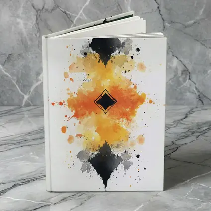 Abstract Watercolor Ink Splash Orange Black