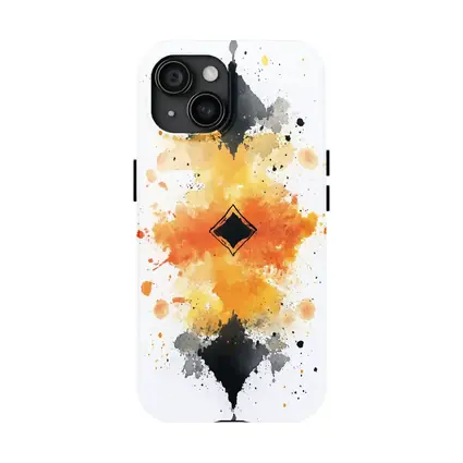 Abstract Watercolor Ink Splash Orange Black