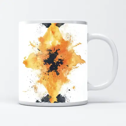 Orange Black Ink Splash Abstract Art