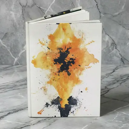 Orange Black Ink Splash Abstract Art