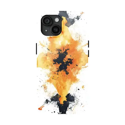 Orange Black Ink Splash Abstract Art