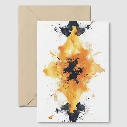 Orange Black Ink Splash Abstract Art