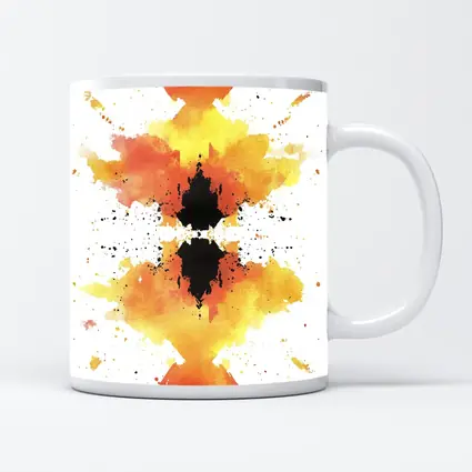 Orange Yellow Black Watercolor Abstract Symmetrical Art