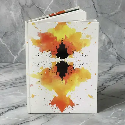 Orange Yellow Black Watercolor Abstract Symmetrical Art