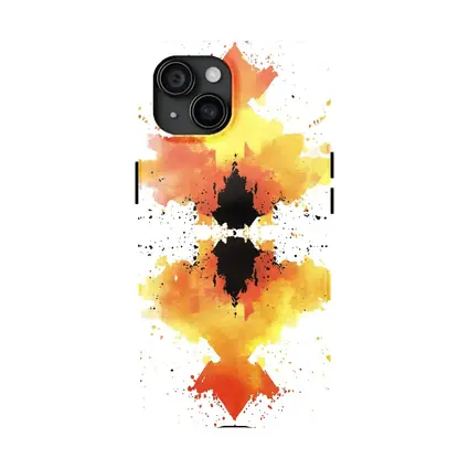 Orange Yellow Black Watercolor Abstract Symmetrical Art