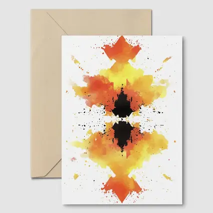 Orange Yellow Black Watercolor Abstract Symmetrical Art