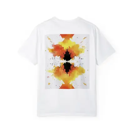 Orange Yellow Black Watercolor Abstract Symmetrical Art