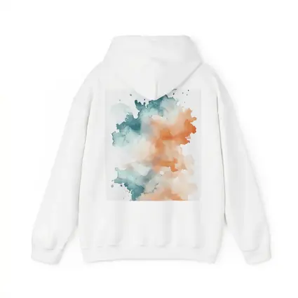 Teal Orange Watercolor Abstract Splash on White