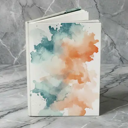 Teal Orange Watercolor Abstract Splash on White