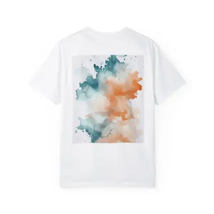 Teal Orange Watercolor Abstract Splash on White