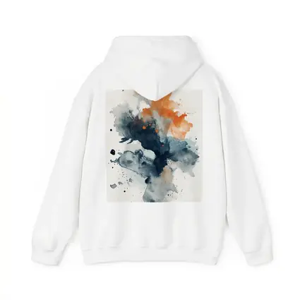 Navy Orange Abstract Watercolor Splash Art