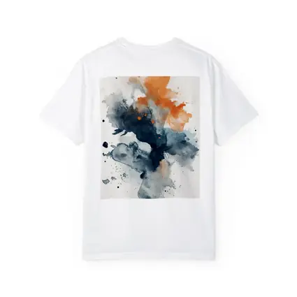 Navy Orange Abstract Watercolor Splash Art