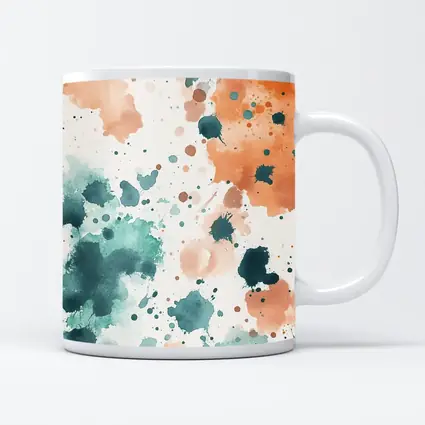 Teal Orange Watercolor Splatter Abstract Art