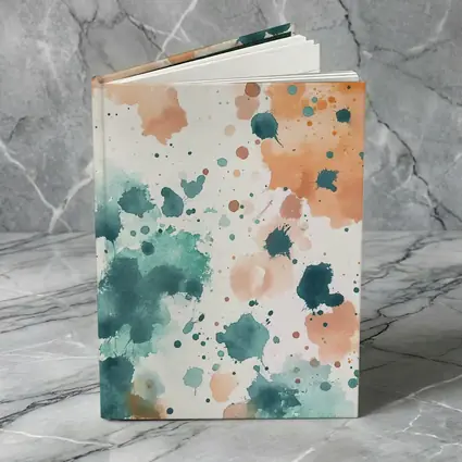 Teal Orange Watercolor Splatter Abstract Art