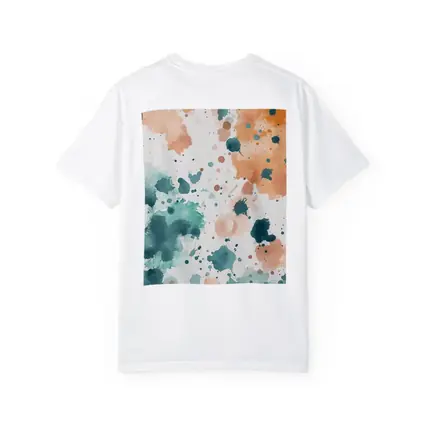Teal Orange Watercolor Splatter Abstract Art