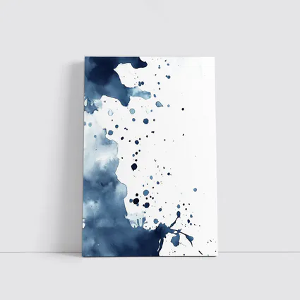 Navy Blue Watercolor Ink Splash Abstract Art