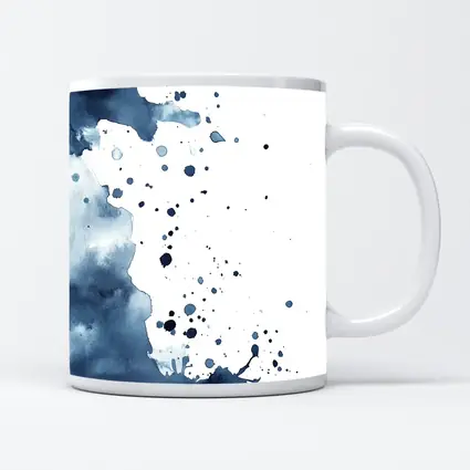 Navy Blue Watercolor Ink Splash Abstract Art
