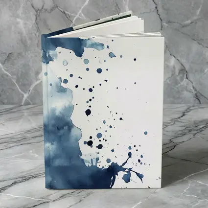 Navy Blue Watercolor Ink Splash Abstract Art
