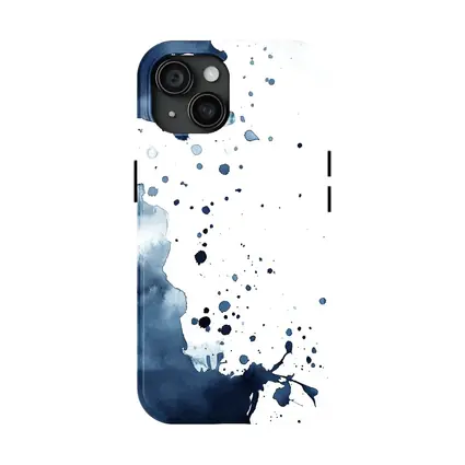 Navy Blue Watercolor Ink Splash Abstract Art