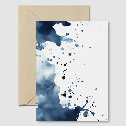 Navy Blue Watercolor Ink Splash Abstract Art