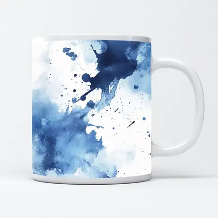 Blue Watercolor Ink Splash Abstract Art
