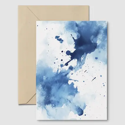 Blue Watercolor Ink Splash Abstract Art