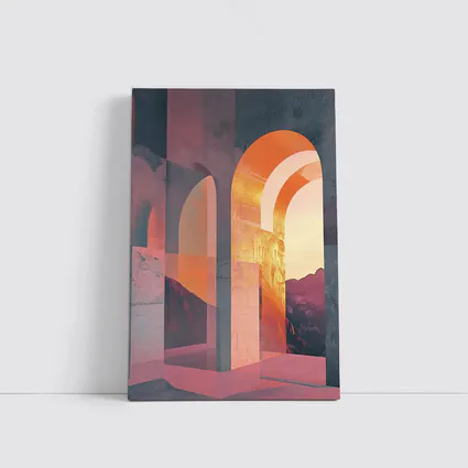 Arch Corridor Warm Mountain Sunset Light