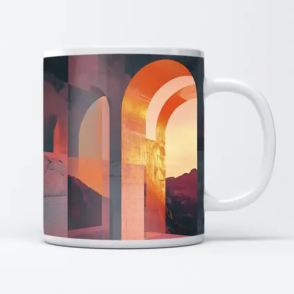 Arch Corridor Warm Mountain Sunset Light