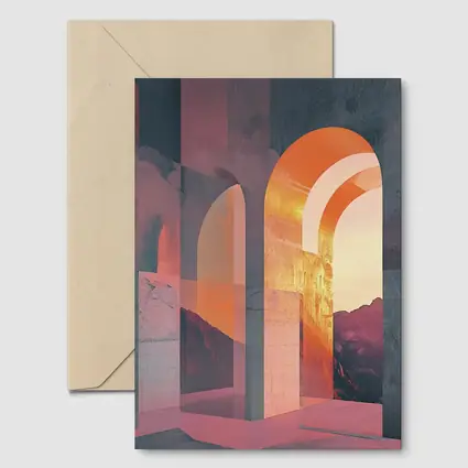 Arch Corridor Warm Mountain Sunset Light