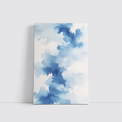 Blue Watercolor Abstract Clouds on White