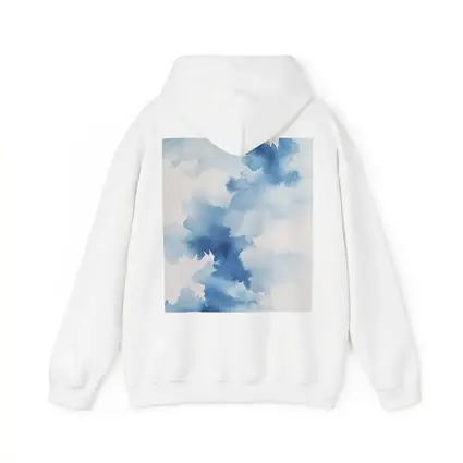 Blue Watercolor Abstract Clouds on White
