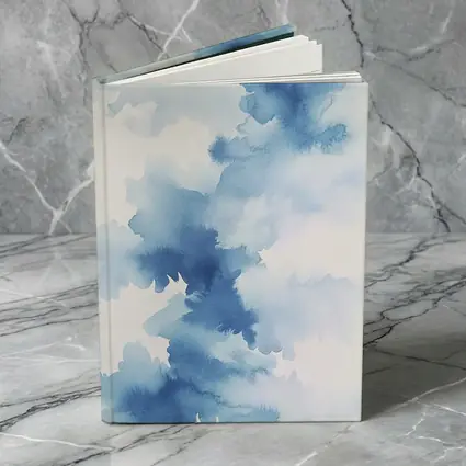 Blue Watercolor Abstract Clouds on White